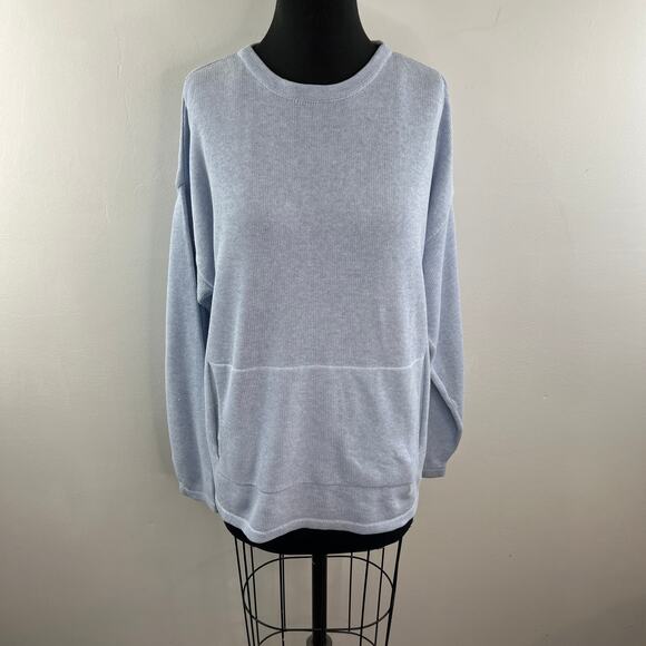 COUSIN JOHNNY Light Blue Knit Sweater Cotton Long Sleeve Pullover Size L Large - Picture 2 of 11